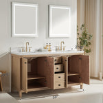 Load image into Gallery viewer, Aura Natural Bathroom Vanity 60"