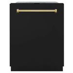Load image into Gallery viewer, ZLINE Autograph Edition 24 in. Monument Series 3rd Rack Top Touch Control Tall Tub Dishwasher in Black Matte with Polished Gold Handle, 45dBa (DWMTZ-BLM-24-G)
