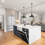 Load image into Gallery viewer, ZLINE Autograph Edition 24 in. Monument Series 3rd Rack Top Touch Control Tall Tub Dishwasher in Black Matte with Polished Gold Handle, 45dBa (DWMTZ-BLM-24-G)