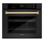 Load image into Gallery viewer, ZLINE Autograph Edition 30 in. Professional True Convection Single Wall Oven with Air Fry and Self Clean in Black Stainless Steel with Polished Gold Handle (WASBZ-30-G)