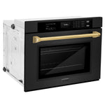Load image into Gallery viewer, ZLINE Autograph Edition 30 in. Professional True Convection Single Wall Oven with Air Fry and Self Clean in Black Stainless Steel with Polished Gold Handle (WASBZ-30-G)