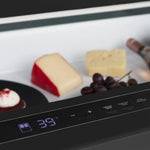 Load image into Gallery viewer, ZLINE Autograph Edition 36 in. 21.6 cu. ft. Counter-Depth French Door Refrigerator with Water and Ice Dispenser in Fingerprint-Resistant Black Stainless Steel with Polished Gold Modern Handles (RFMZ-W-36-BS-FG)