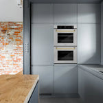 Load image into Gallery viewer, ZLINE 30 in. Autograph Edition Professional True Convection Double Wall Oven with Air Fry and Self Clean in Satin Stainless Steel with Champagne Bronze Handles (WADSZ-30-CB)