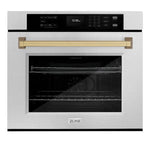 Load image into Gallery viewer, ZLINE 30 in. Autograph Edition Professional True Convection Single Wall Oven with Air Fry and Self Clean in Satin Stainless Steel with Champagne Bronze Handle (WASSZ-30-CB)