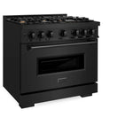 Load image into Gallery viewer, ZLINE 36 in. 5.2 cu. ft. Classic Gas Range with Convection Gas Oven in Black Stainless Steel with 6 Brass Burners (CGRB-BR-36)