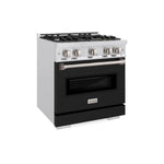Load image into Gallery viewer, ZLINE 30 in. 4.2 cu. ft. Classic Dual Fuel Range with 4 Burner Gas Cooktop and Electric Convection Oven in Satin Stainless Steel with Black Matte Door (CDRS-BLM-30)