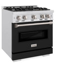 Load image into Gallery viewer, ZLINE 30 in. 4.2 cu. ft. Classic Dual Fuel Range with 4 Burner Gas Cooktop and Electric Convection Oven in Satin Stainless Steel with Black Matte Door (CDRS-BLM-30)
