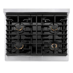 Load image into Gallery viewer, ZLINE 30 in. Paramount Gas Rangetop with 4 Brass Burners and Porcelain Cooktop in Stainless Steel (SRT-BR-30)