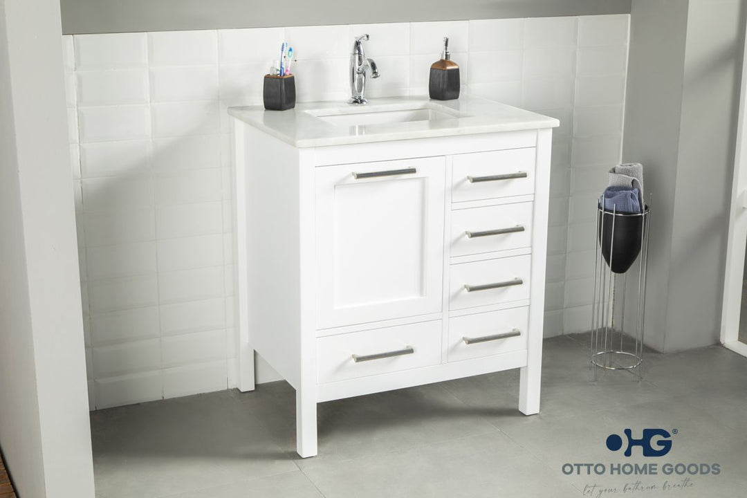 Ashley 30" White Bathroom Cabinet
