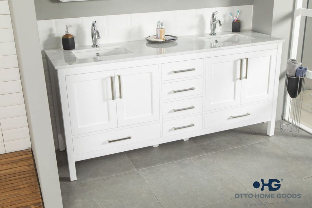 Ashley 72" White Double Bowls Bathroom Cabinet