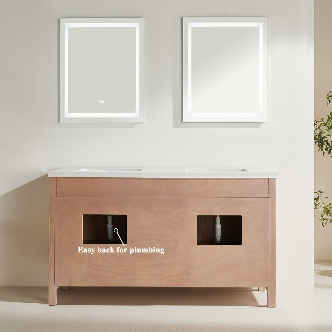 Aura Natural Bathroom Vanity 60"