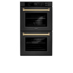 Load image into Gallery viewer, ZLINE Autograph Edition 30 in. Professional True Convection Double Wall Oven with Air Fry and Self Clean in Black Stainless Steel with Champagne Bronze Handles (WADBZ-30-CB)
