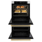 Load image into Gallery viewer, ZLINE 30 in. Autograph Edition Professional True Convection Double Wall Oven with Air Fry and Self Clean in Satin Stainless Steel with Champagne Bronze Handles (WADSZ-30-CB)
