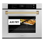 Load image into Gallery viewer, ZLINE 30 in. Autograph Edition Professional True Convection Single Wall Oven with Air Fry and Self Clean in Satin Stainless Steel with Champagne Bronze Handle (WASSZ-30-CB)
