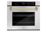 Load image into Gallery viewer, ZLINE Autograph Edition 30 in. Professional True Convection Single Wall Oven with Air Fry and Self Clean in Stainless Steel with Polished Gold Handle (WASZ-30-G)
