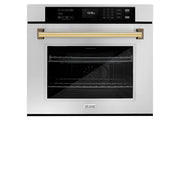 ZLINE Autograph Edition 30 in. Professional True Convection Single Wall Oven with Air Fry and Self Clean in Stainless Steel with Polished Gold Handle (WASZ-30-G)