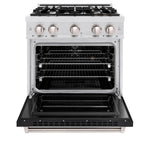 Load image into Gallery viewer, ZLINE 30 in. 4.2 cu. ft. Classic Dual Fuel Range with 4 Burner Gas Cooktop and Electric Convection Oven in Satin Stainless Steel with Black Matte Door (CDRS-BLM-30)
