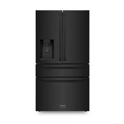 ZLINE 36 in. 21.6 cu. ft. Counter-Depth French Door Refrigerator with Water and Ice Dispenser in Fingerprint-Resistant Black Stainless Steel (RFM-W-36-BS)