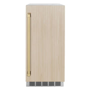 ZLINE Autograph Edition 15 in. Touchstone Clear Cube Ice Maker with Drain Pump and Panel Ready Door with Champagne Bronze Handle (ICCDPZ-15-CB)