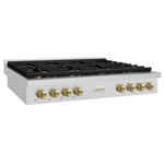 Load image into Gallery viewer, ZLINE Autograph Edition 48 in. Paramount Gas Rangetop with 8 Burners and Porcelain Cooktop in Satin Stainless Steel with Champagne Bronze Accents (SRTSZ-48-CB)
