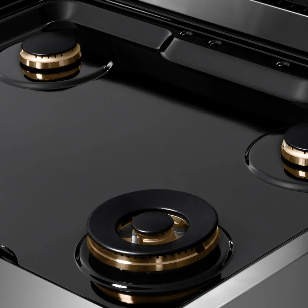 ZLINE Autograph Edition 30 in. Paramount Gas Rangetop with 4 Burners and Porcelain Cooktop in Stainless Steel with Champagne Bronze Accents (SRTZ-30-CB)