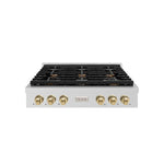 Load image into Gallery viewer, ZLINE Autograph Edition 36 in. Paramount Gas Rangetop with 6 Burners and Porcelain Cooktop in Stainless Steel with Champagne Bronze Accents (SRTZ-36-CB)
