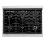 Load image into Gallery viewer, ZLINE Autograph Edition 36 in. Paramount Gas Rangetop with 6 Burners and Porcelain Cooktop in Stainless Steel with Champagne Bronze Accents (SRTZ-36-CB)
