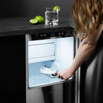 Load image into Gallery viewer, ZLINE Autograph Edition 15 in. Touchstone Gourmet Ice Maker with Drain Pump and Panel Ready Door with Matte Black Handle (IGMDPZ-15-MB)
